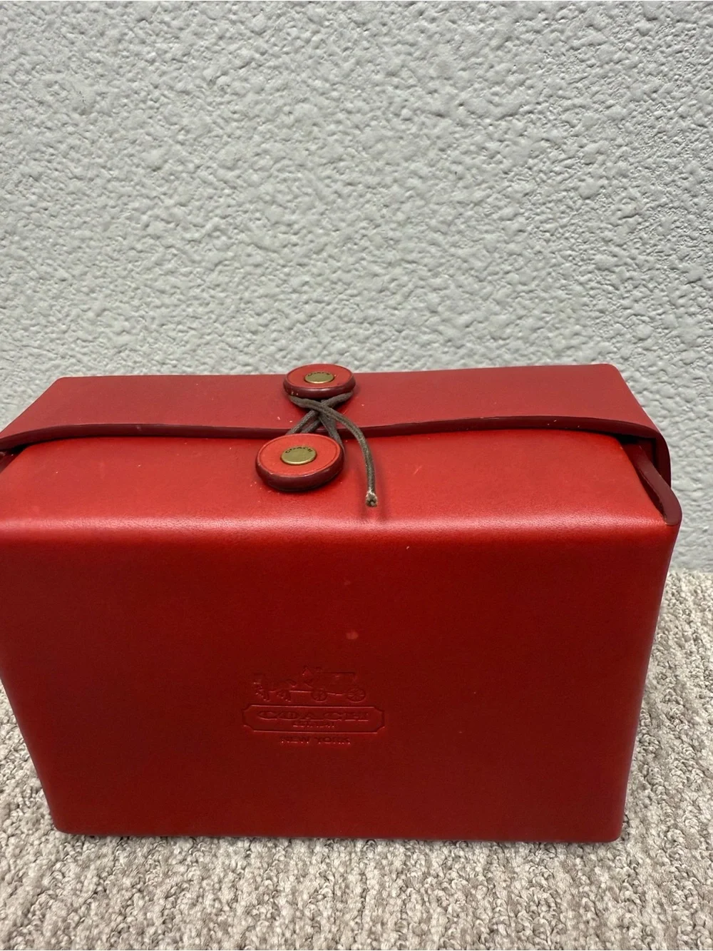 RARE Vintage Coach Bleeker Chilli Red Leather Decorative Box